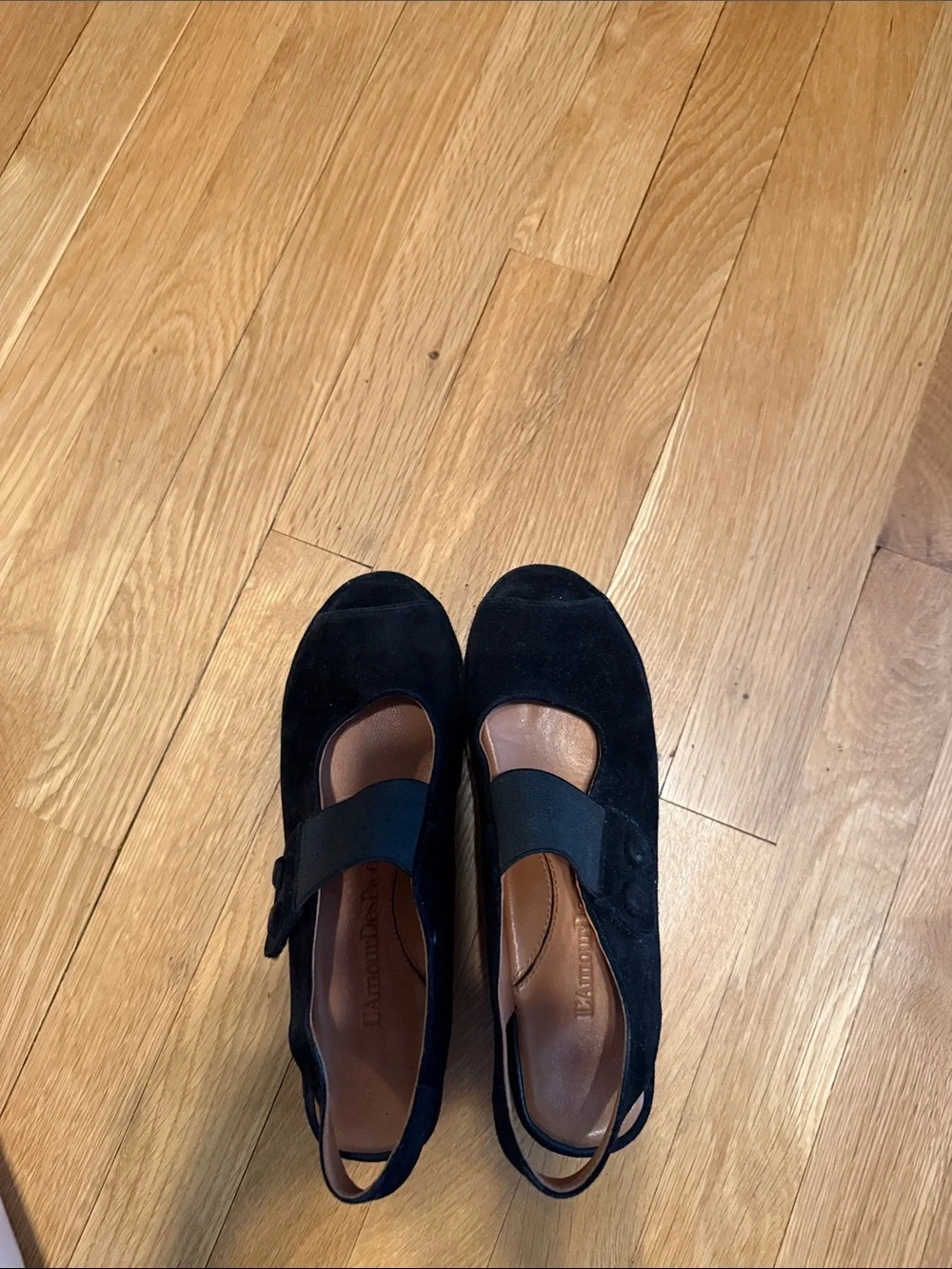 Women’s Black Suede Platform Slingback Sandals with Elastic Strap